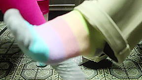 Step sisters Playing Footsie In Mismatched Socks ASMR