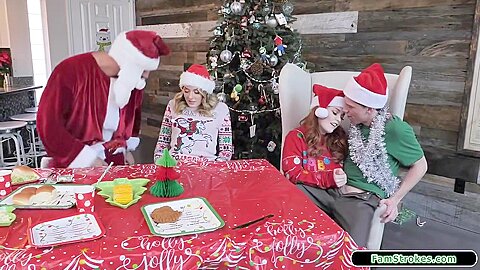 Stepdad Santa Rub Stepdaughter N Stepmom Grabs Stepsons