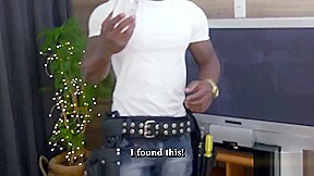 Straight Muscle Hunk Cable Guy Jerking His Big Black Dick
