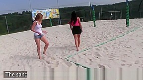 Stunning euro lesbians muffdiving outdoors