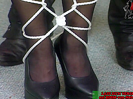 Submissive german housewife try bondage BDSM session in latex