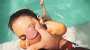 Summer Holidays Amateur Pool Sex: Fucking A Big Ass Brunette With A Huge Facial Cumshot