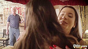 Surprise threesome for rich old man teen 18+ girlfriend