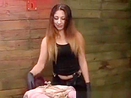 Suspended Sub Straponfucked In Femdom Trio