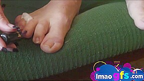 Sweet Blonde Licking Toe fetish
