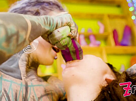 Tattoo Lesbian Gets Hard Fisted Till She Have A Real Orgasm