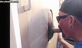 Tattooed gloryhole DILF sucks cock 4 cum in mouth at home
