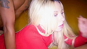 The blonde threw himself a night of group sex with blacks on the couch   