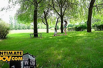 Three teens 18+ Ravaged And Facialized Outdoo - Angelika Grays, Lina Luxa And Lina Lux