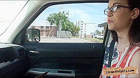 Tight teen 18+ Tali Dava in glasses nailed in the backseat