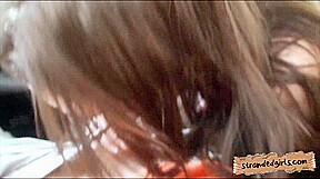 Tight teen 18+ Tali Dava in glasses nailed in the backseat