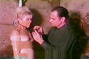 Totally helpless blonde dominated and humiliated in a moldy basement