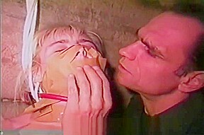 Totally helpless blonde dominated and humiliated in a moldy basement