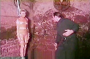Totally helpless blonde dominated and humiliated in a moldy basement