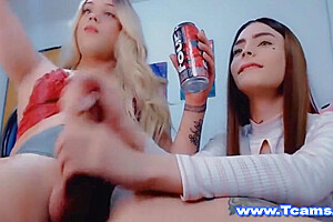 Tranny Sucks Her Blonde Friends Cock