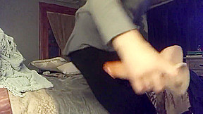 Trans smokes and plays with dildo and bottle
