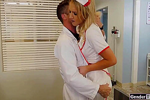 Transsexual Nurse Barebacked By A Doctor