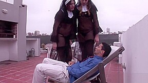 Transsexual nuns sharing a guy