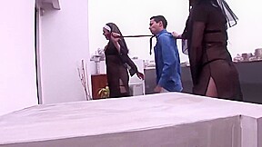 Transsexual nuns sharing a guy