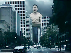Trio of giants destroying the city