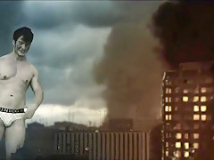 Trio of giants destroying the city