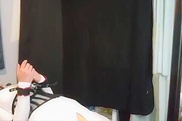 Trip Six blonde sexy teen 18+ gagged blinding tied at bed