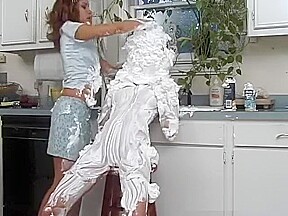 Two Girls Covered in Foam