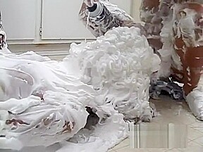 Two Girls Covered in Foam
