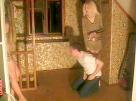Two very kinky gals torture a poor guy