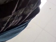 UPSKIRT--slim asian with a fat pussy peeking thru