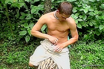 Uncut Stud Devon Smokes Cigarette While Wanking His Cock