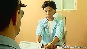 Uniformed gay policeman fucked by adorable Latino twink