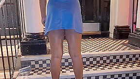 Upskirt No Panties In Public - Hot Latina Sitting By The Street Flashing At The Neighbors