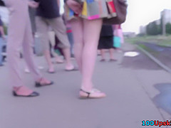 Upskirt footage of sheer panty of a flabby-ass chick