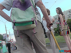 Upskirt footage of sheer panty of a flabby-ass chick