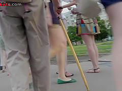 Upskirt footage of sheer panty of a flabby-ass chick