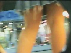 Upskirt gets into hot brunette's panties
