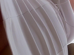 Upskirt of a beautiful tall blonde