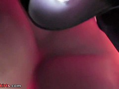 Upskirting pussy covered with pantyhose and panties