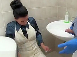 Urinal Slut Gets Peed On