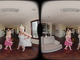 VR Bangers Stepmom Teach Stepdaughter How to Fuck in VR Porn