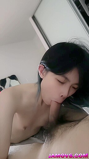 Very Cute Asian teen 18+ Giving Blowjob