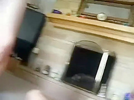 Wife strips, blows, and fucks on floor