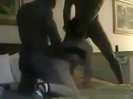 Wild Asian Girl And Two Large Black Guys
