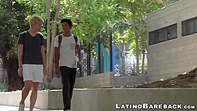 Young Latino Sprays Cum While Riding Big Bare Cock