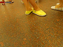 Yummy ass of a blonde seen in real upskirt movie