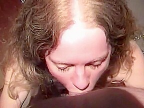 Zuchinni sucking chained milf takes load in mouth