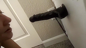 a dildo down her throat while filming POV and fucking her