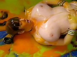bbw Slut with big titties tied and slimed