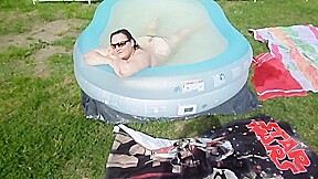 bbw wife playing in pool